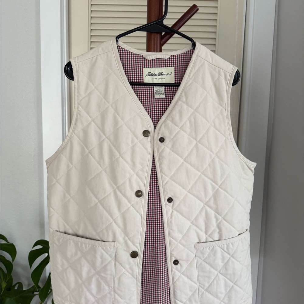 Eddie Bauer Off-White Quilted Vest